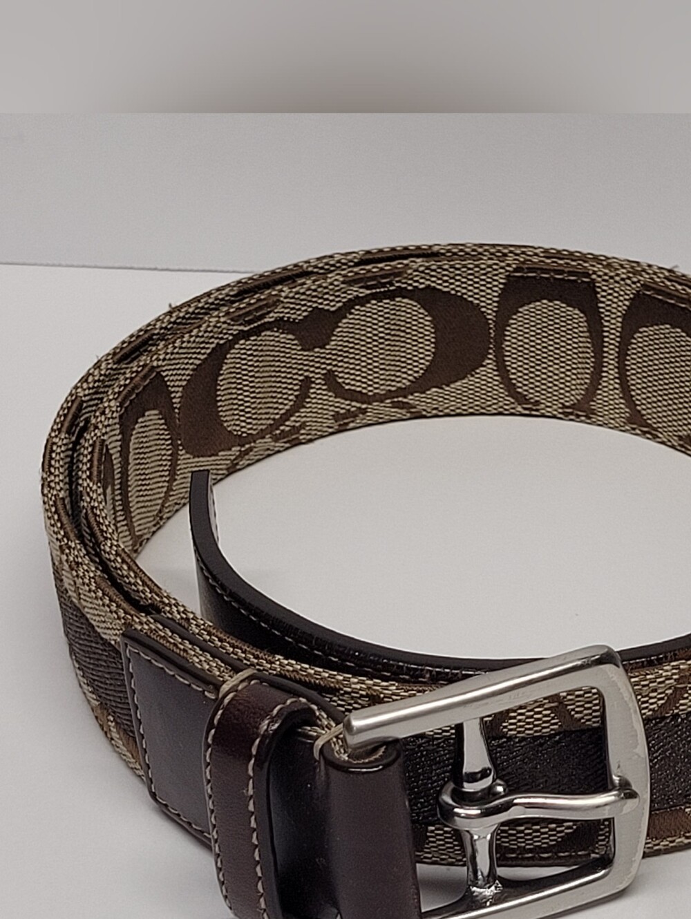 Coach Signature Canvas And Leather Belt in Brown and Tan